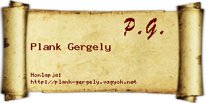 Plank Gergely névjegykártya